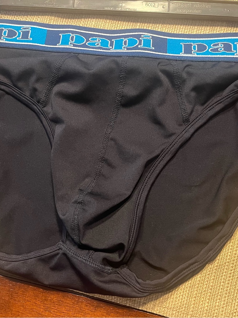 Papi Men’s Black Swim Trunks with Blue Branded Waistband